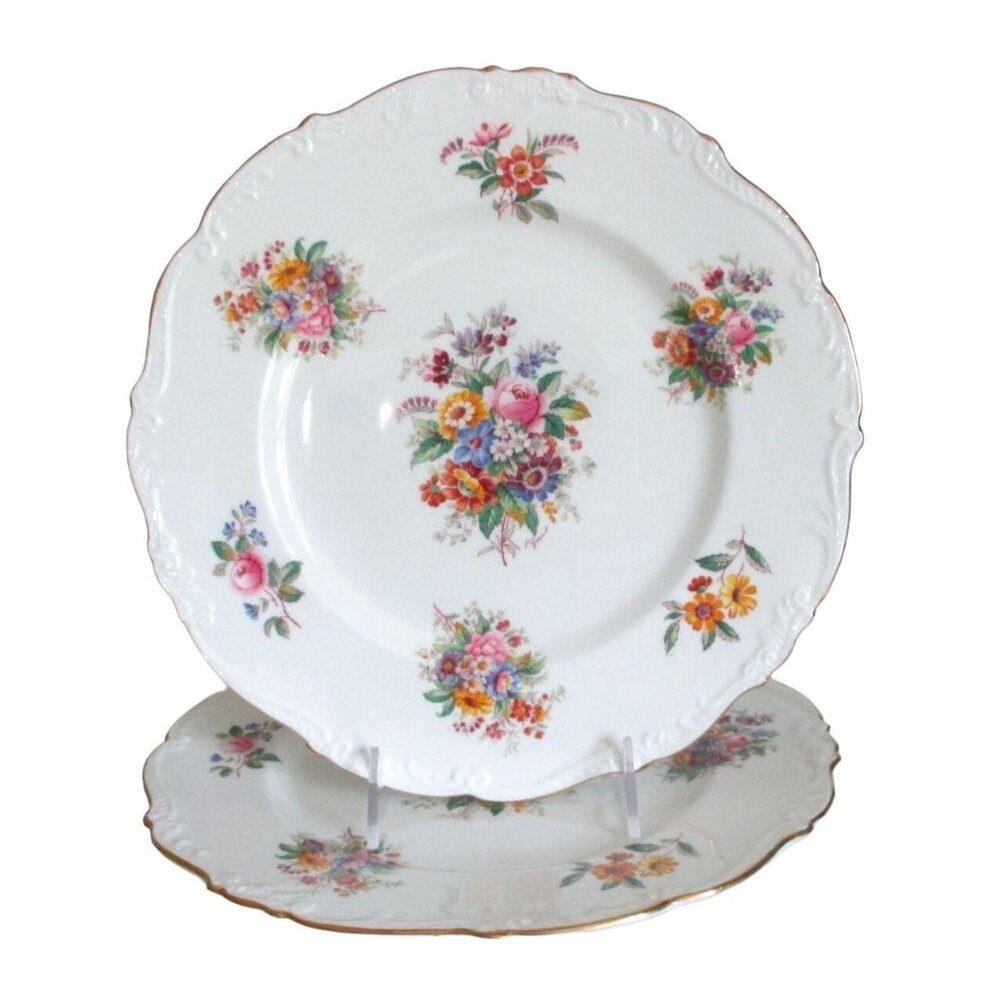 2 Vintage Coalport Fragrance Bone China Dinner Plates Replacement Dinnerware